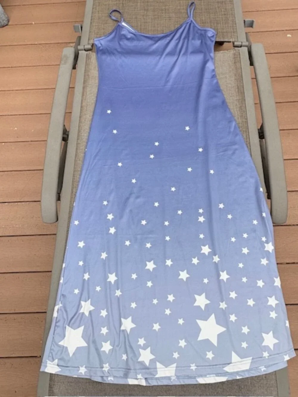 Blue ombre maxi dress stars sz S beach dress